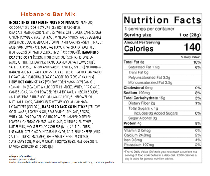 Beer Nuts Habanero Bar Mix 6 Count Jars-12 oz.-6/Case