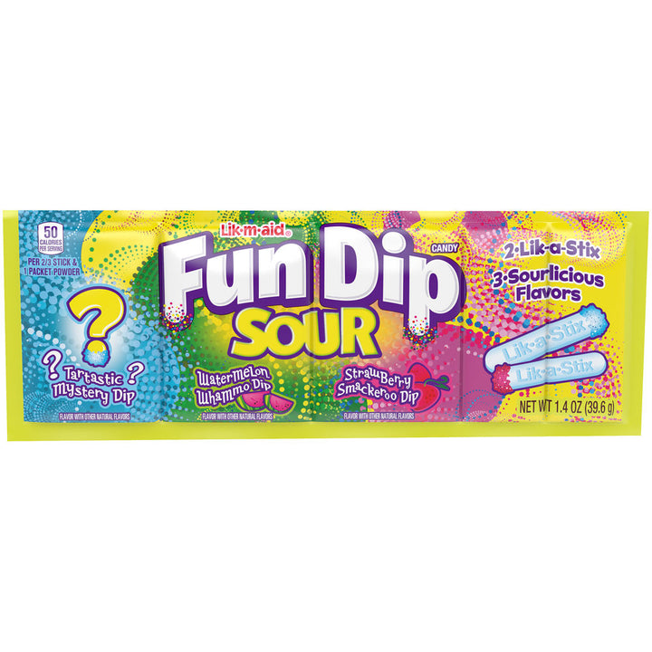 Lik-M-Aid Fun Dip Sour-1.4 oz.-24/Box-12/Case