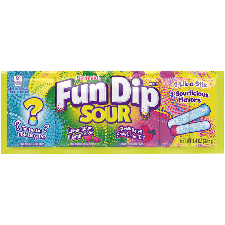 Lik-M-Aid Fun Dip Sour-1.4 oz.-24/Box-12/Case