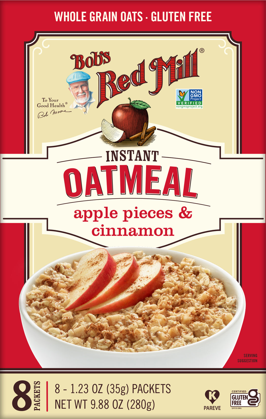 Bob's Red Mill Natural Foods Inc Apple Cinnamon Oatmeal Packets-9.88 oz.-4/Case