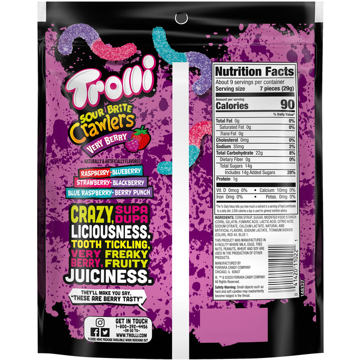 Trolli Minis Sour Brite Crawlers Gummy Candy-9 oz.-6/Case