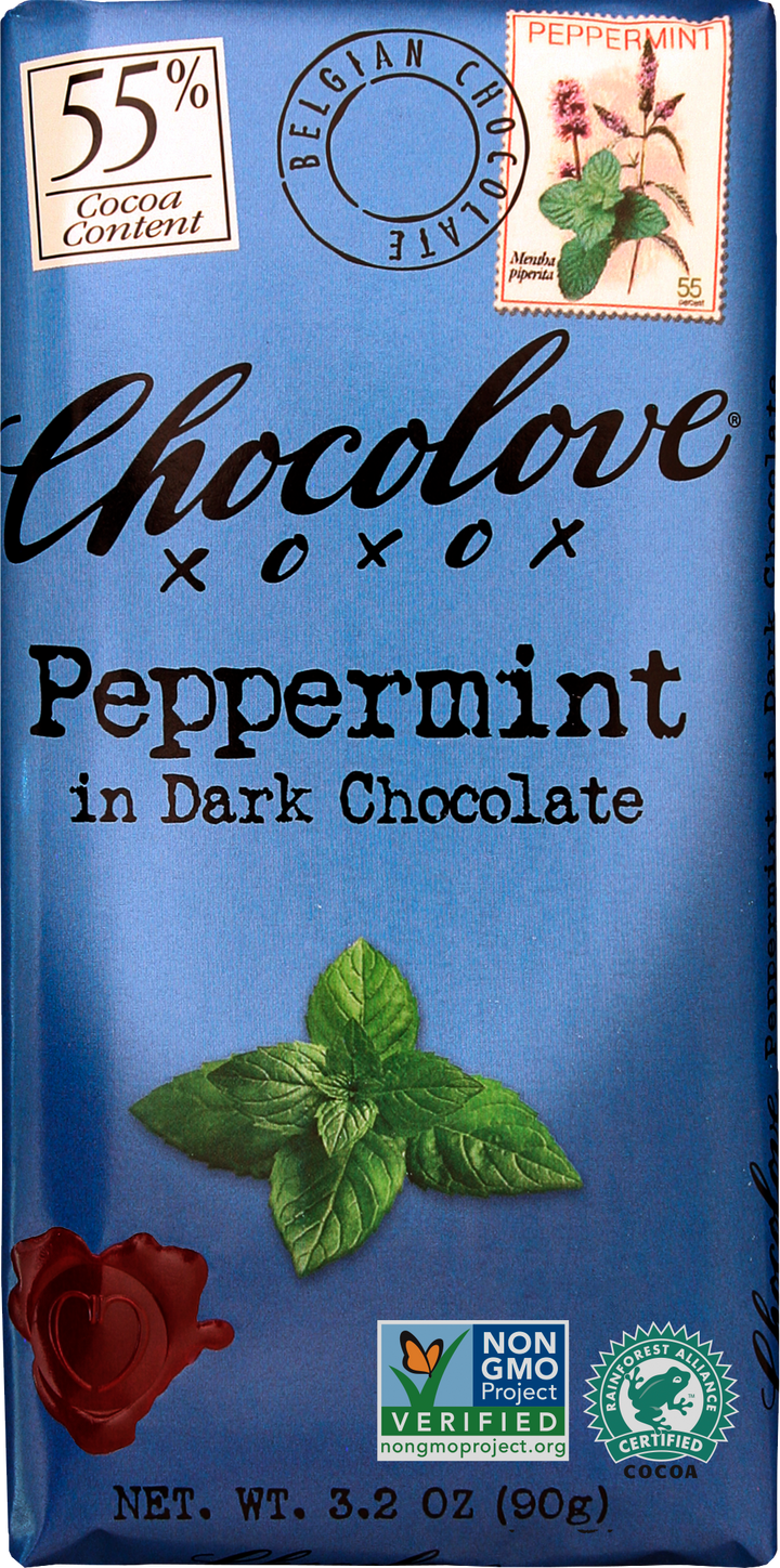 Chocolove Peppermint In Dark Chocolate-3.2 oz.-12/Box-12/Case