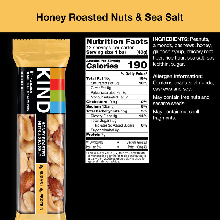 Kind Snacks Honey Roasted Nuts & Sea Salt Bar-1.4 oz.-12/Box-6/Case