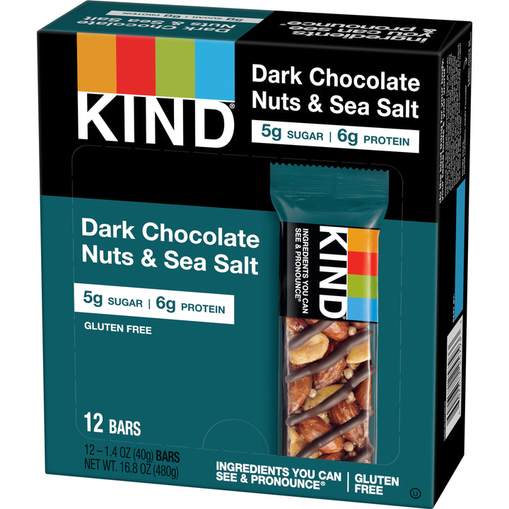 Kind Healthy Snacks Bar Dark Choclate Nuts & Sea Salt Bar 1.4 oz. Bar- 12/Pack- 6/Case-1.4 oz.-12/Box-6/Case