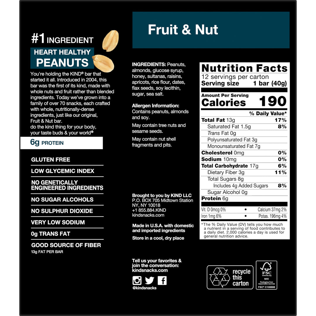 Kind Healthy Snacks Bar Fruit & Nut Delight Bar 1.4 oz. Bar- 12/Pack- 6 Packs/Case-1.4 oz.-12/Box-6/Case