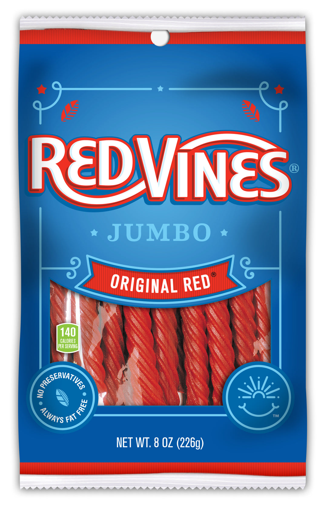 Red Vines Jumbo Original Red Twists Peg Bag-8 oz.-12/Case