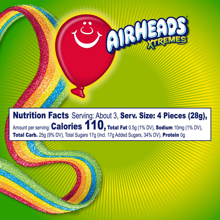 Airheads Rainbow Berry Belt Xtremes-3 oz.-12/Box-12/Case