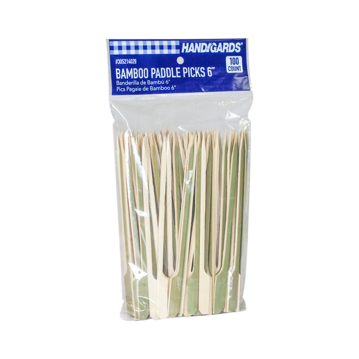 Handgards Bamboo 6 Inch Paddle Pick-100 Each-100/Box-10/Case