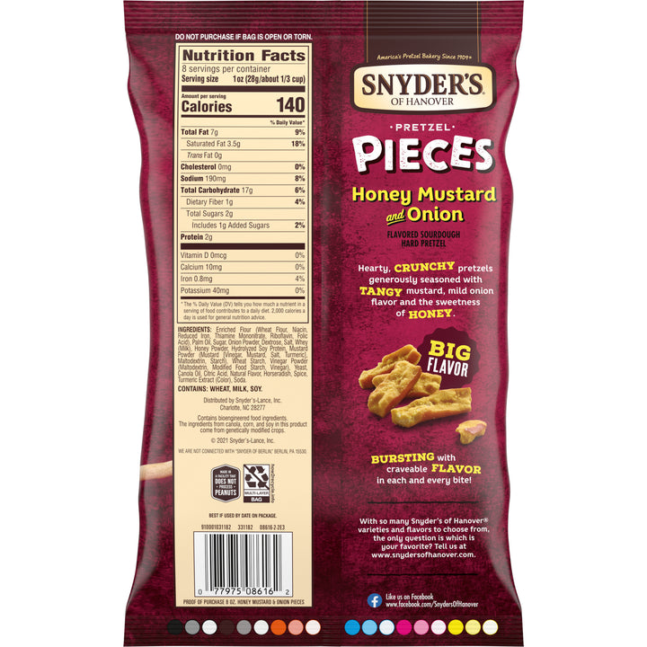 Snyder's Of Hanover Honey Mustard & Onion Pretzel Pieces-8 oz.-6/Case