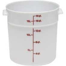 Cambro Plastic Round 18 Quart White Poly Container-1 Each