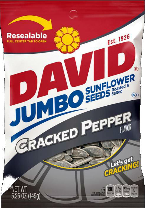 david sun flower seeds David Black Pepper Sunflower Seeds-5.25 oz.-12/Case MPN# 2620023891 – Round Eye Supply