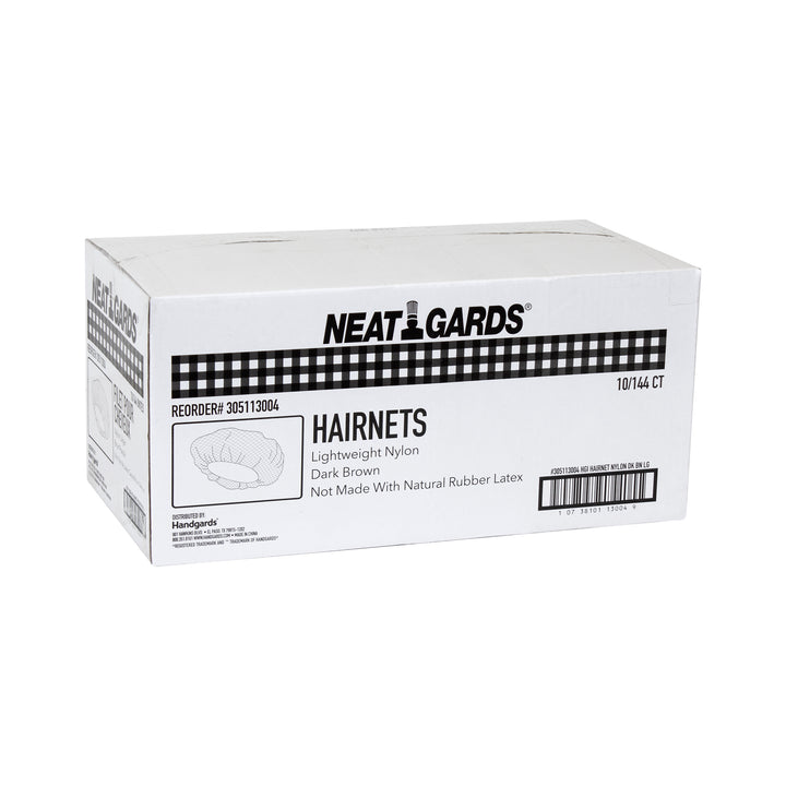 Neatgards Nylon Dark Brown Large Light Weight Hairnet-144 Each-144/Box-10/Case