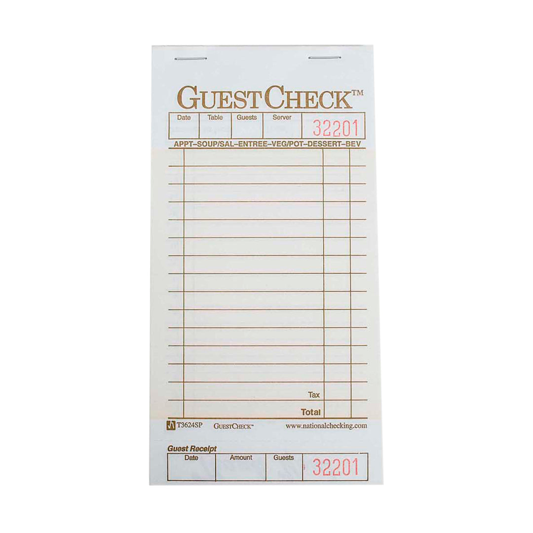 National Checking 3.5 Inch X 6.75 Inch 1 Part Tan 15 Line Guest Check-5000 Each-1/Case