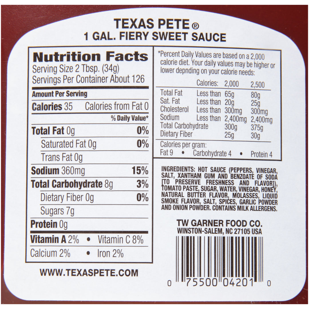 Texas Pete Fiery Sweet Wing Sauce Bulk 4/1 Gal.