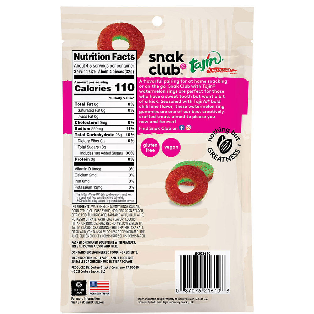Snak Club Tajin Watermelon Rings-5 oz.-6/Case
