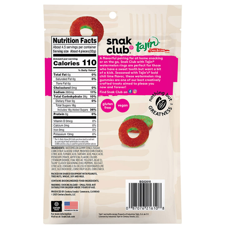 Snak Club Tajin Watermelon Rings-5 oz.-6/Case