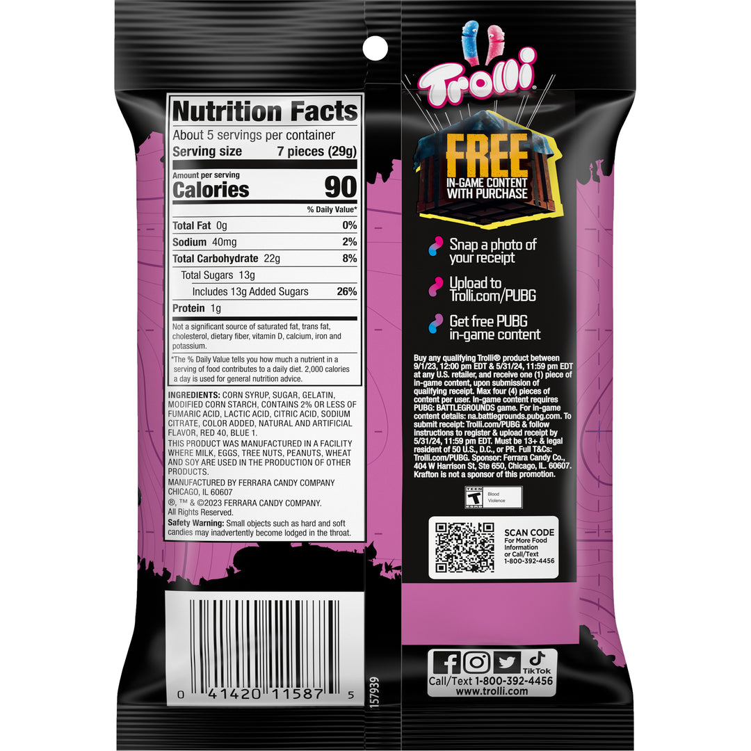 Trolli Very Berry Sour Brite Crawlers Gummy Candy-5 oz.-12/Case