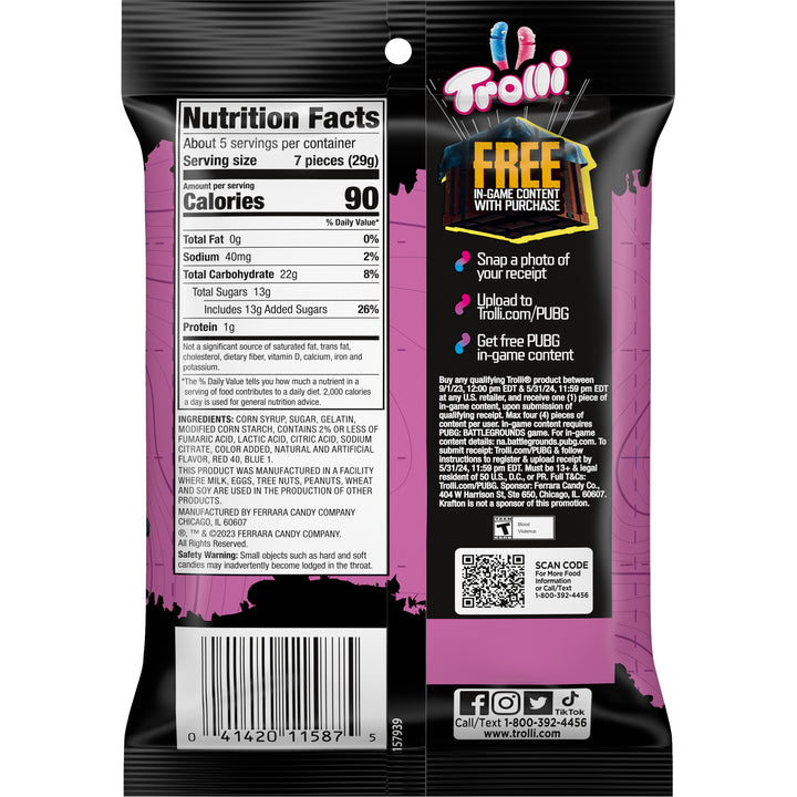 Trolli Very Berry Sour Brite Crawlers Gummy Candy-5 oz.-12/Case