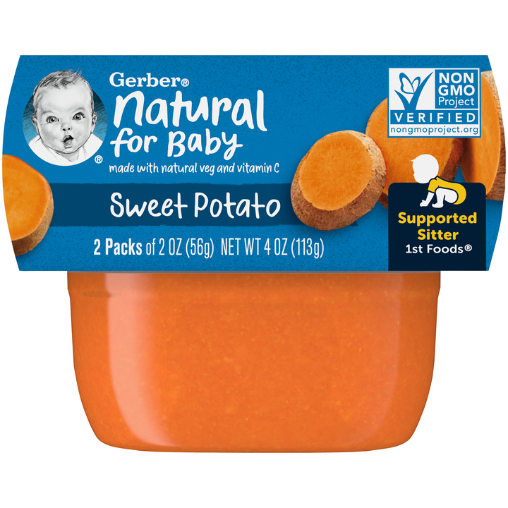 Gerber Natural For Baby Non-Gmo Sweet Potato Puree Baby Food Tub-2X 2 Oz Tubs-4 oz.-4/Box-2/Case