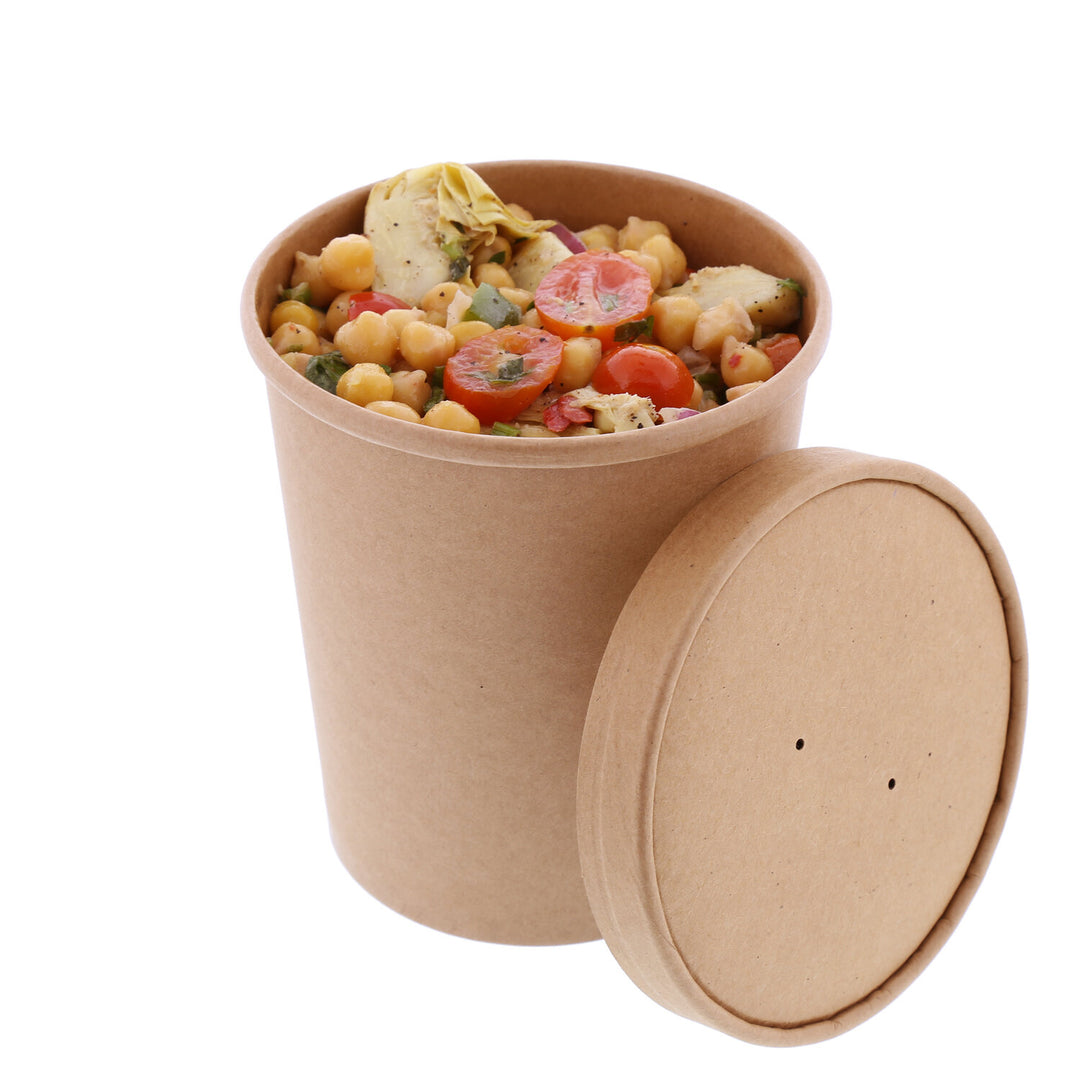 Royal 32 oz. Kraft Paper Food Container With Lid-250 Each-1/Box-1/Case