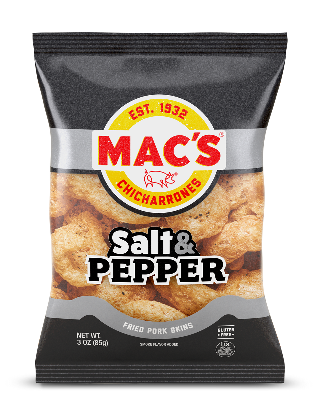 Mac's Box Of Salt & Pepper Pork Skins-3 oz.-12/Case