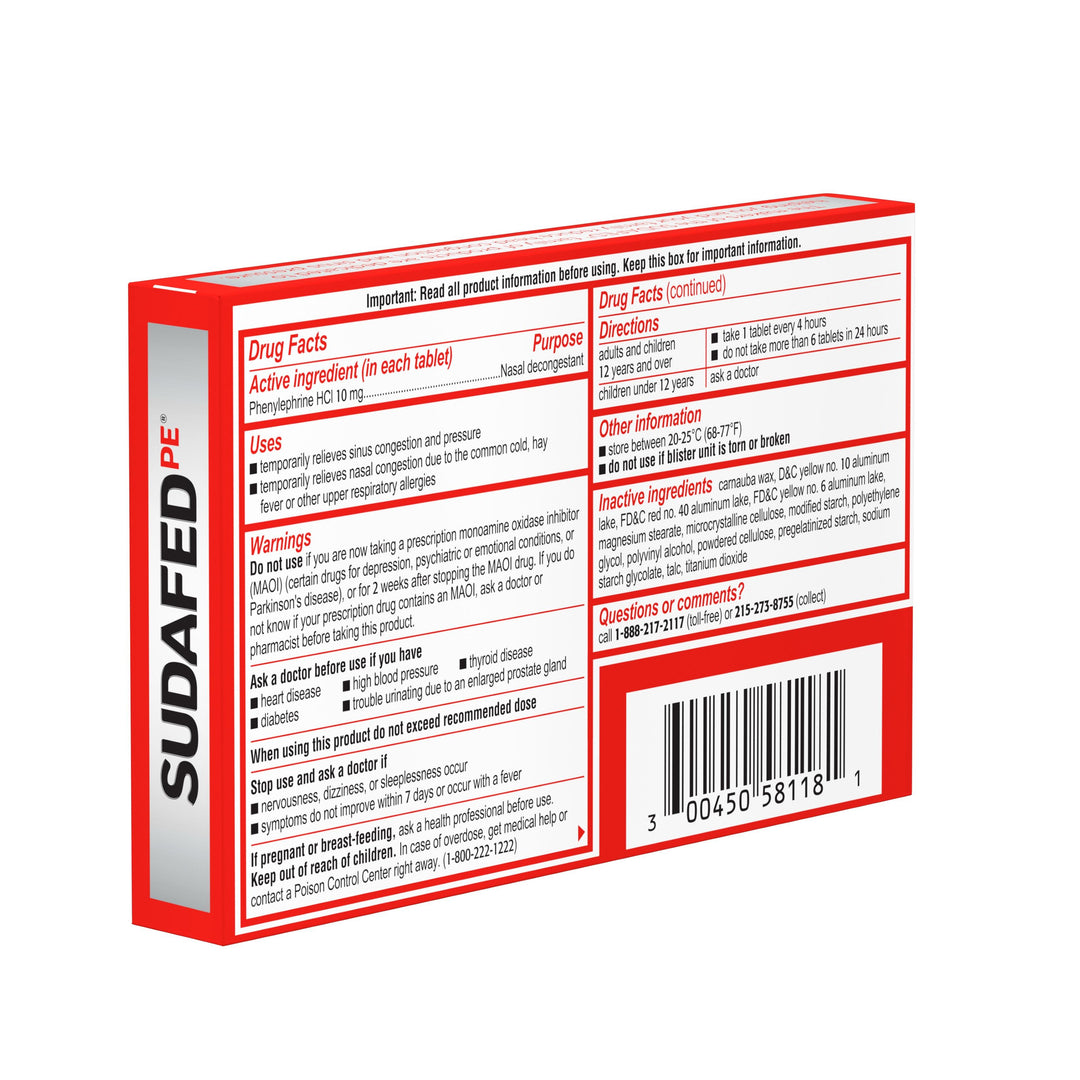 Sudafed Congestion 72/18 Cnt.