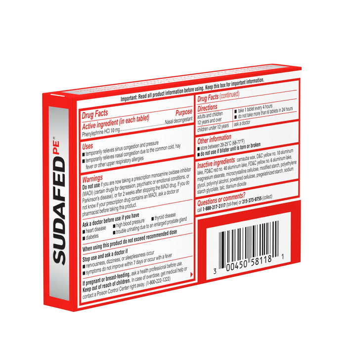 Sudafed Congestion 72/18 Cnt.