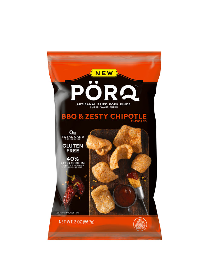 Porq Box Of Bbq & Zesty Chipotle Pork Skins-2 oz.-12/Case