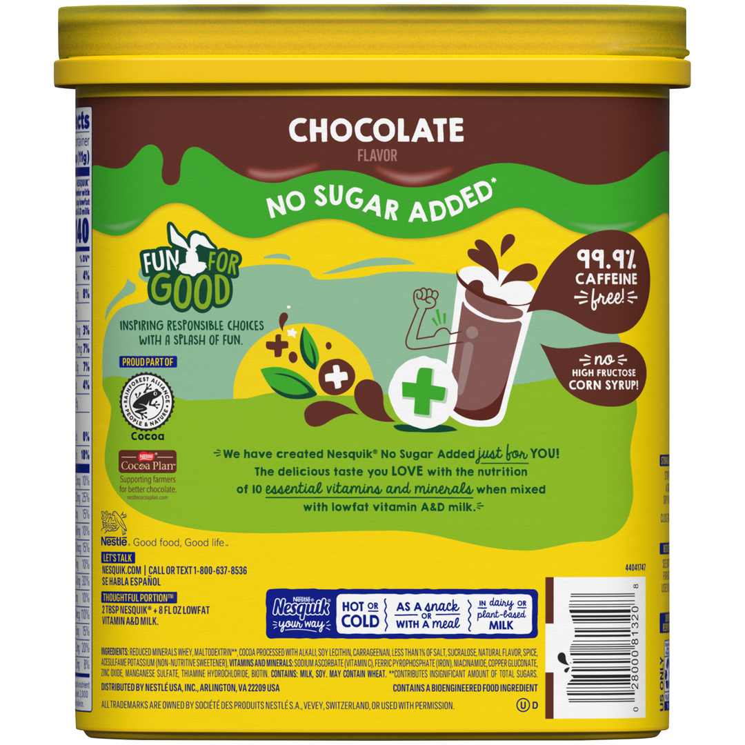 Nesquik Milk Flavoring Sugar Free Chocolate Powder-16 oz.-6/Case