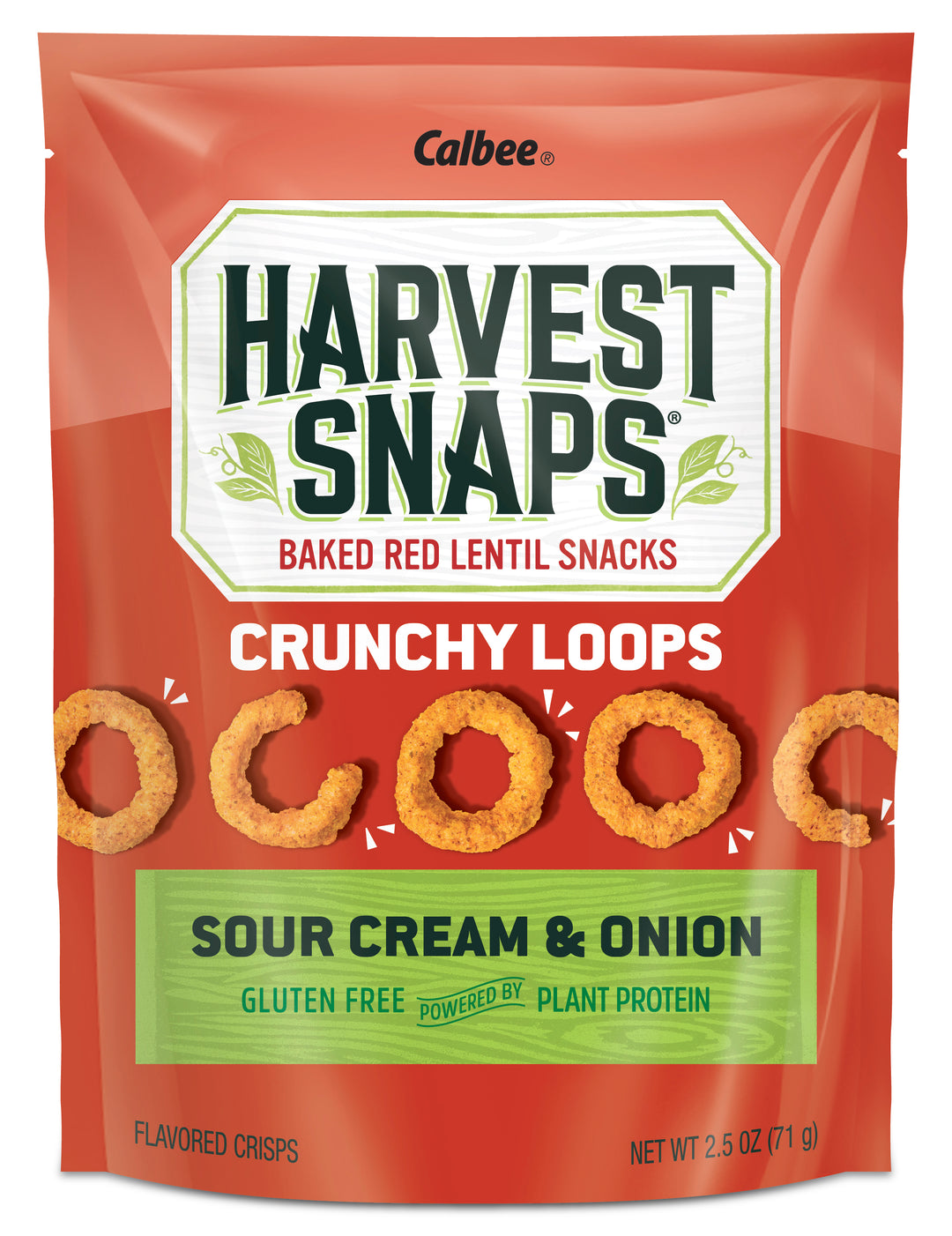 Harvest Snaps Red Lentil Crunchy Loops Sour Cream & Onion-2.5 oz.-12/Case