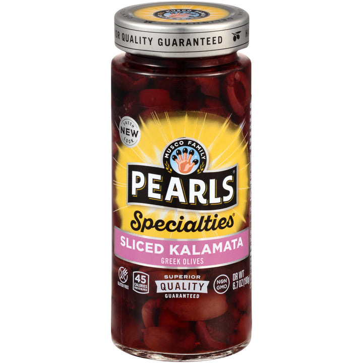 Pearls Sliced Kalamata Olives Jar-6.7 oz.-6/Case