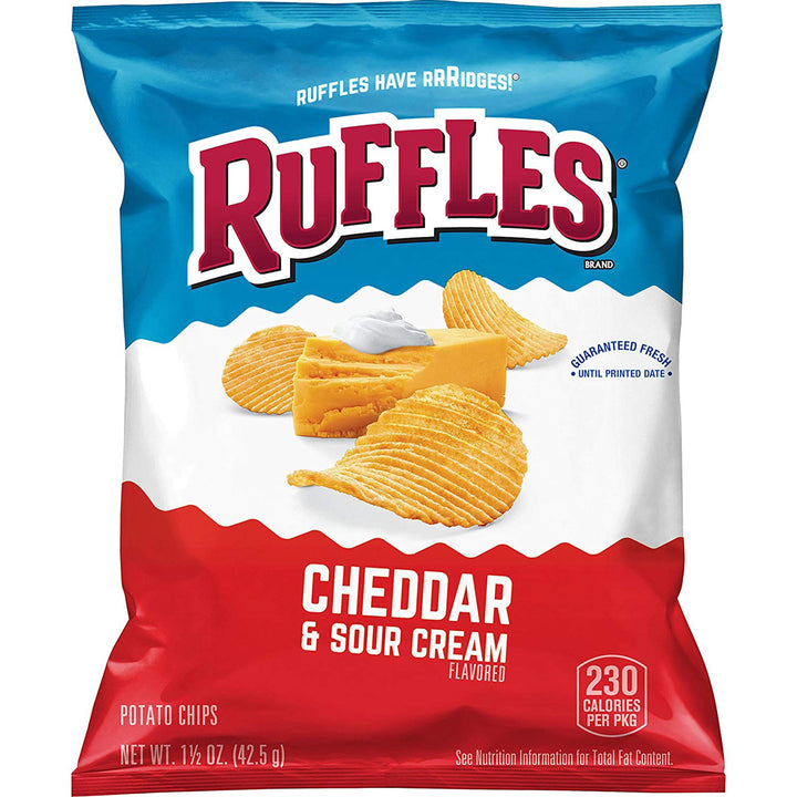 Ruffles Cheddar & Sour Cream Single Serve Potato Chips-1.5 oz.-64/Case