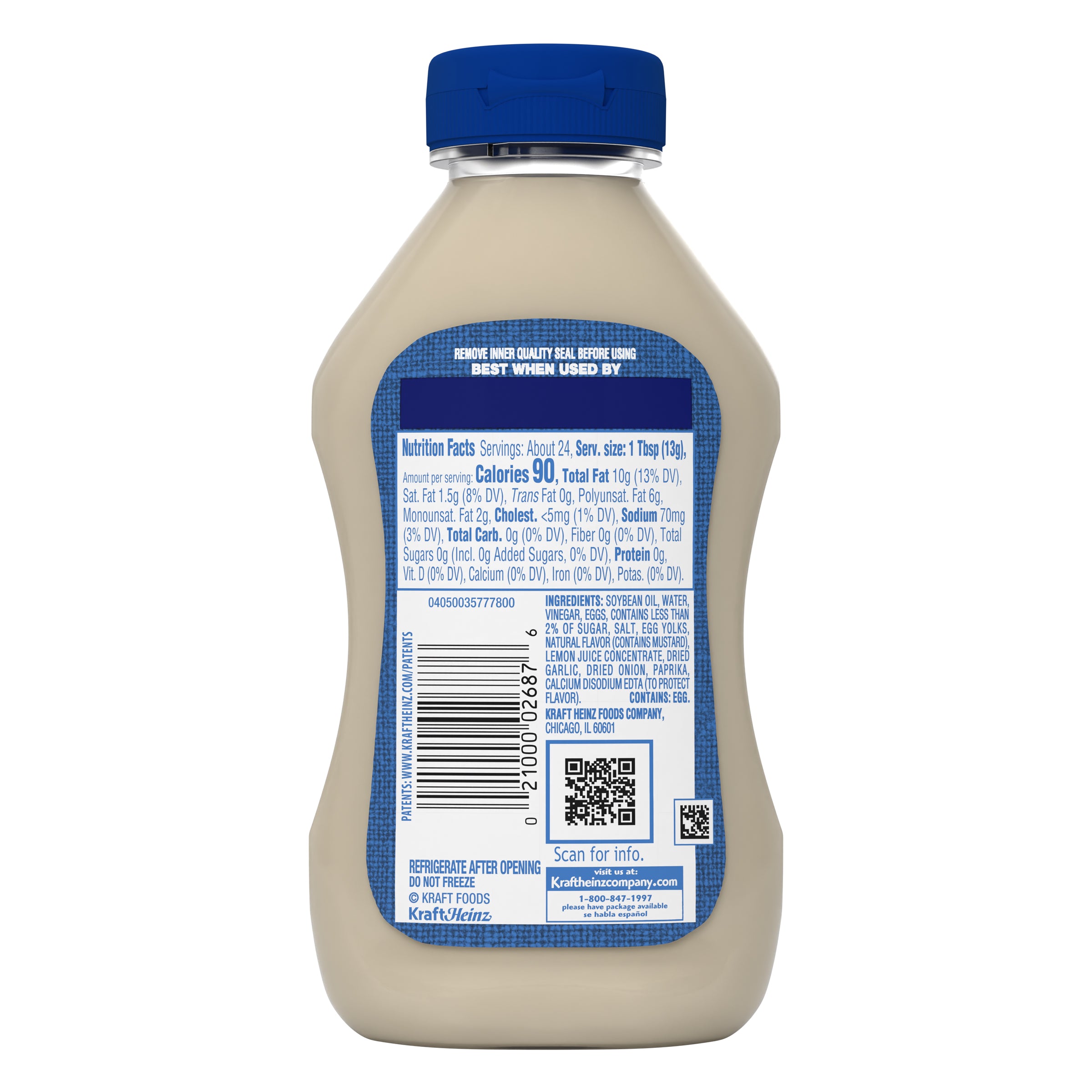 Kraft Squeeze Bottle Mayonnaise Bottle-12 fl oz.-12/Case MPN