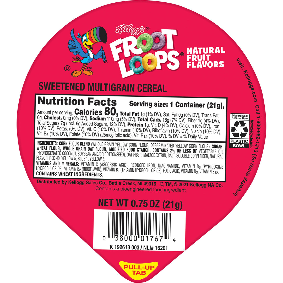 Kellogg Froot Loops Cereal-0.75 oz.-96/Case