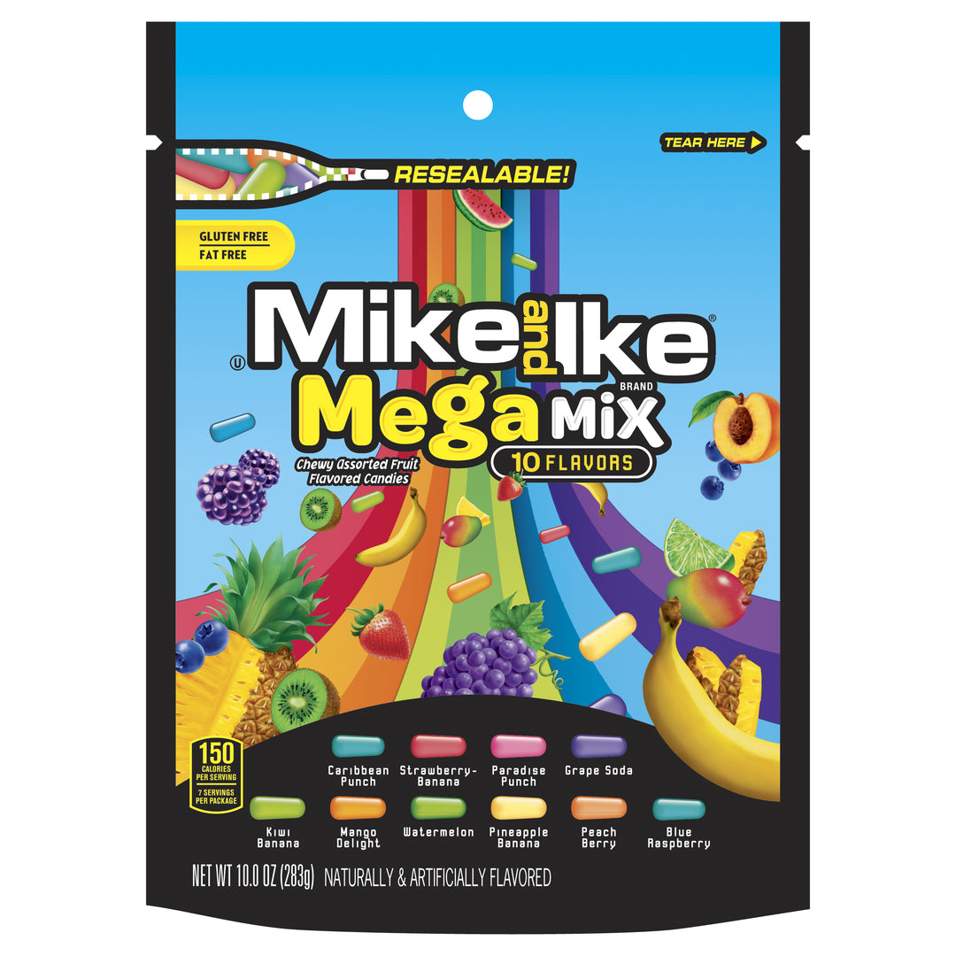 Mike & Ike Mega Mix Stand Up Bag-10 oz.-8/Case