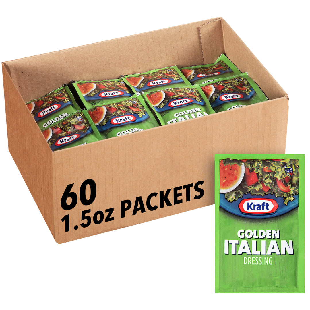 Kraft Golden Italian Dressing Single Serve-1.5 oz.-60/Case MPN# 10021000671219 Round Eye Supply Kraft Golden Italian Dressing Single Serve-1.5 oz.-60/Case MPN# 10021000671219 Round Eye Supply