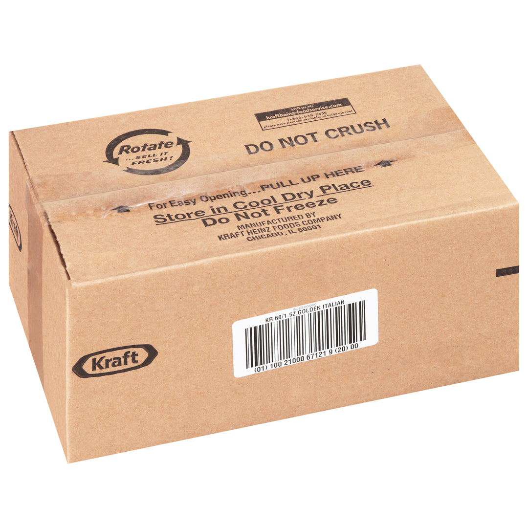Kraft Golden Italian Dressing Single Serve-1.5 oz.-60/Case MPN# 10021000671219 Round Eye Supply Kraft Golden Italian Dressing Single Serve-1.5 oz.-60/Case MPN# 10021000671219 Round Eye Supply