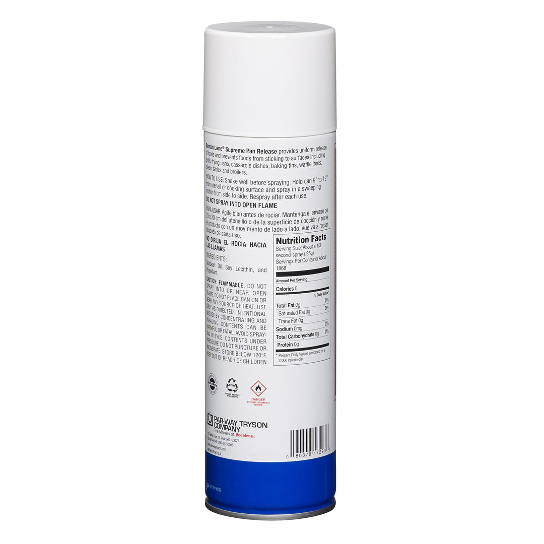 Benton Lane Supreme All Vegetable Pan Spray Aerosol-16.5 oz.-6/Case