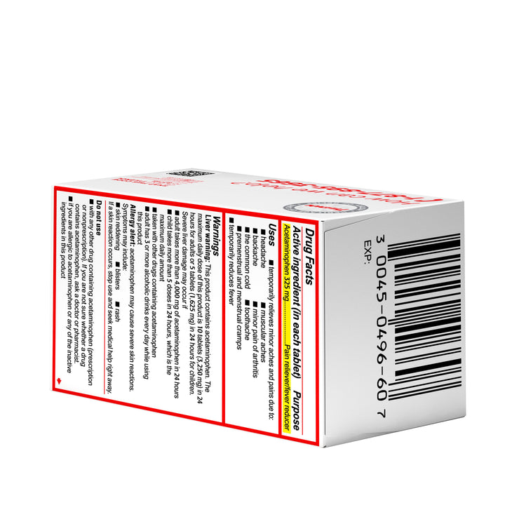 Tylenol Regular Strength Acetaminophen 325 Mg Tablets-100 Count-6/Box-12/Case