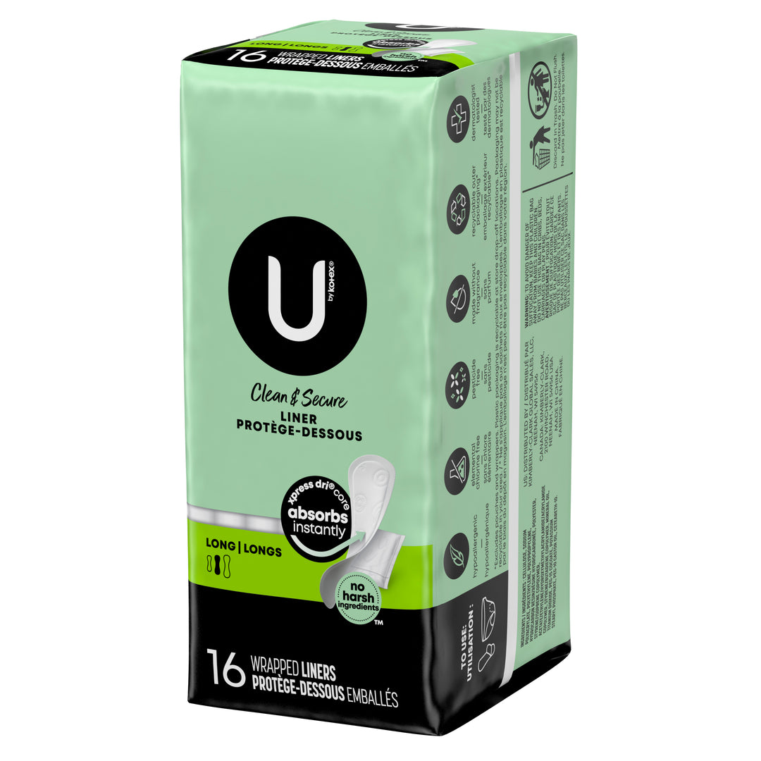 U By Kotex Pantiliner Fresh And Dry Long-16 Count-12/Case