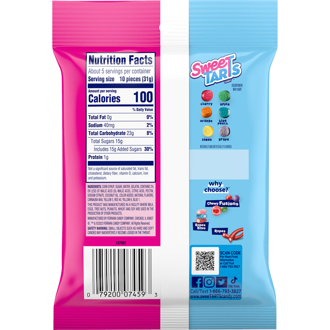 Sweetarts Fruity Splitz Gummy Candy Pouch-5 oz.-12/Case