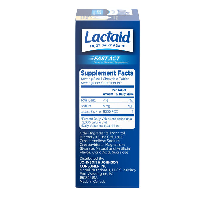 Lactaid Fast Action Chewable Tablets-60 Count-3/Box-8/Case