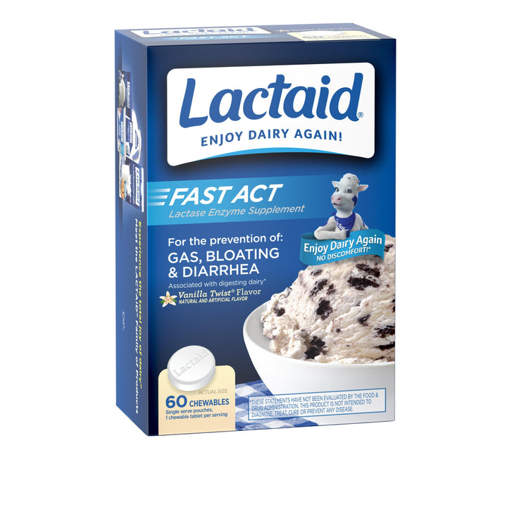 Lactaid Fast Action Chewable Tablets-60 Count-3/Box-8/Case