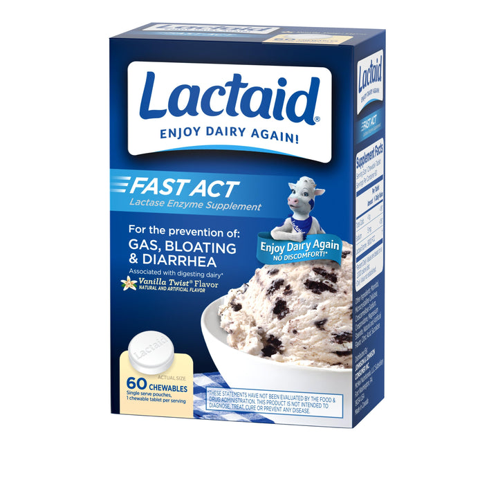 Lactaid Fast Action Chewable Tablets-60 Count-3/Box-8/Case