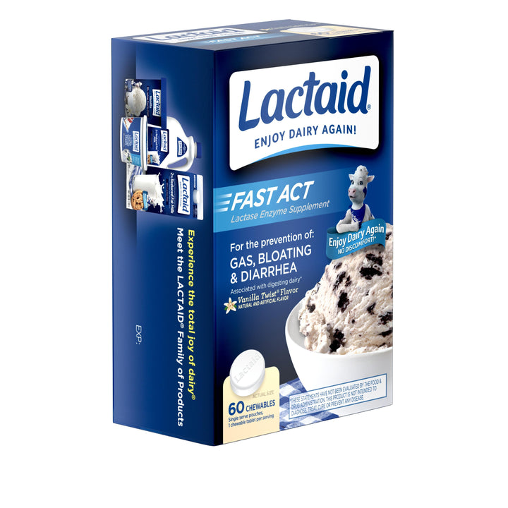 Lactaid Fast Action Chewable Tablets-60 Count-3/Box-8/Case