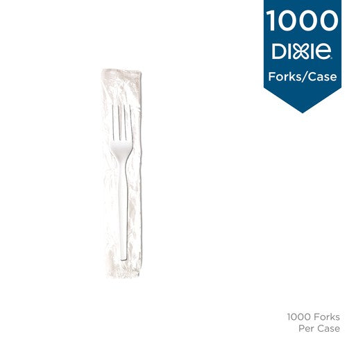 Dixie Medium Weight Polystyrene Individually Wrapped White Fork-1000 Count-1/Case