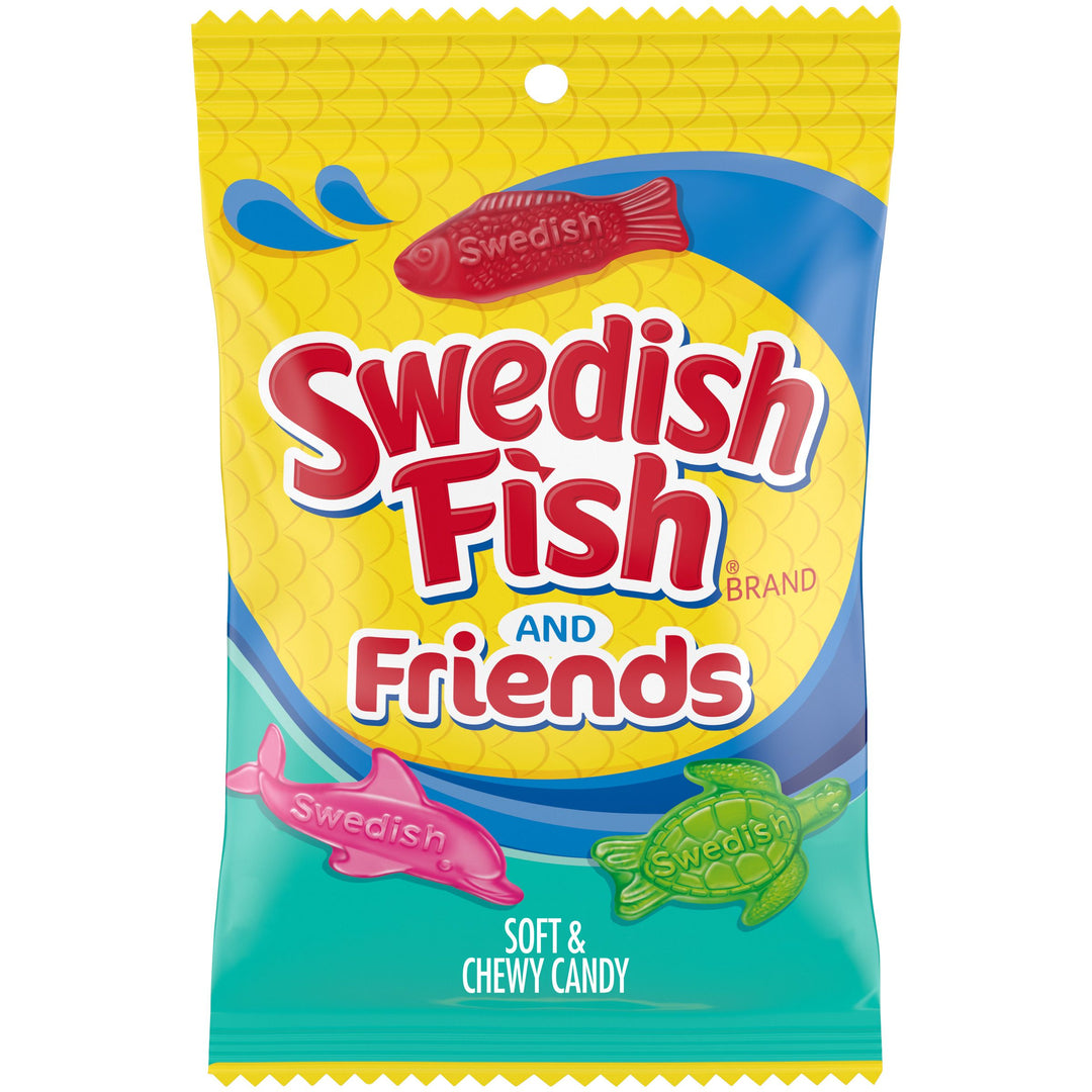 Swedish Fish & Friends Berry Gummy Candy Peg Bag-8.04 oz.-12/Case