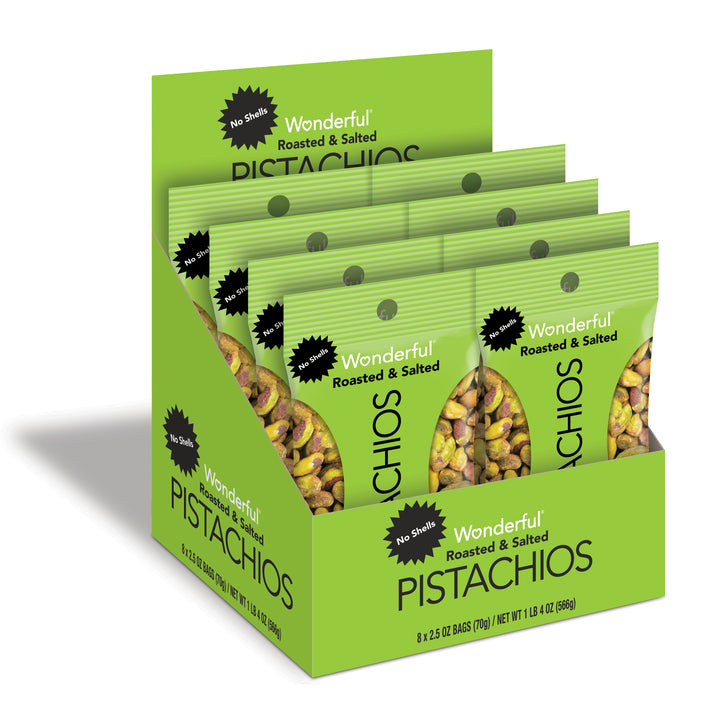 Wonderful Pistachios Pistachio Roasted & Salted Shelled-2.5 oz.-8/Box-3/Case