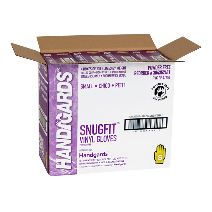 Handgards Snugfit Powder Free Small Vinyl Glove-100 Each-100/Box-4/Case