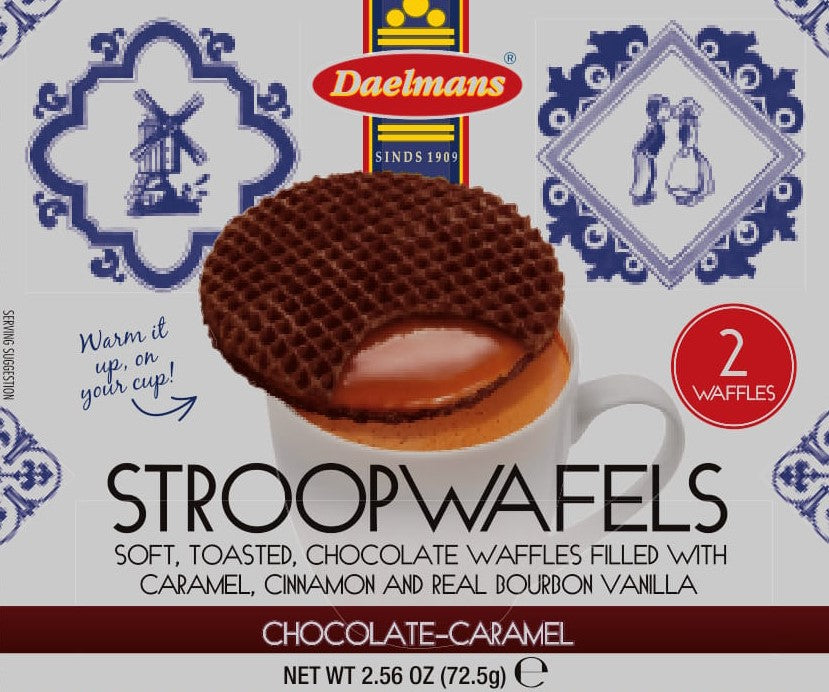Daelmans Jumbo Chocolate Stroopwafel Wafer Duo Pack-2.56 oz.-12/Box-4/Case